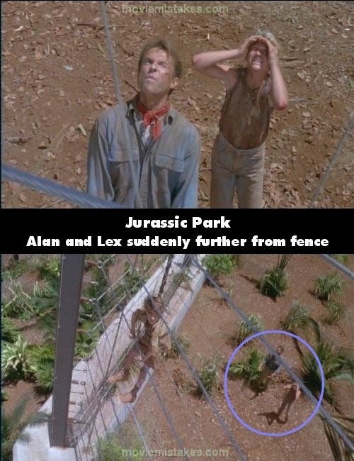 Phim Jurassic Park, Lex và Alan đứng rất xa hàng rào so với trước đó
